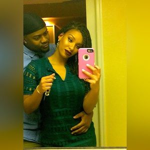 Hunter Green Knitted Design Mini Dress